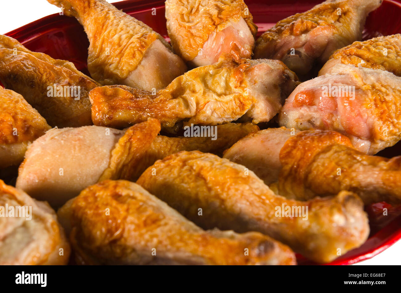 Une partie de la plaque de pilons de poulet Banque D'Images