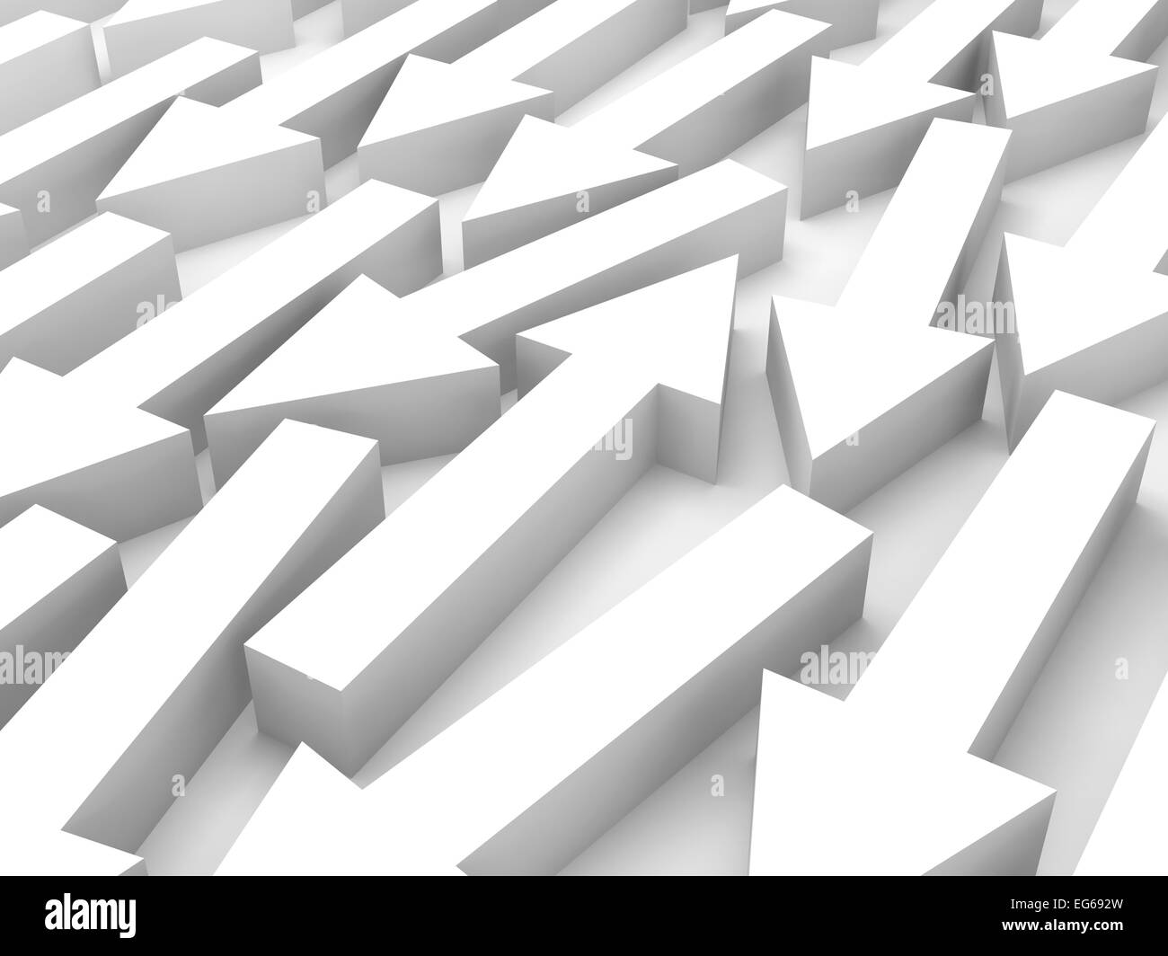Abstract 3d illustration, une flèche blanche est en face dans un grand groupe Banque D'Images