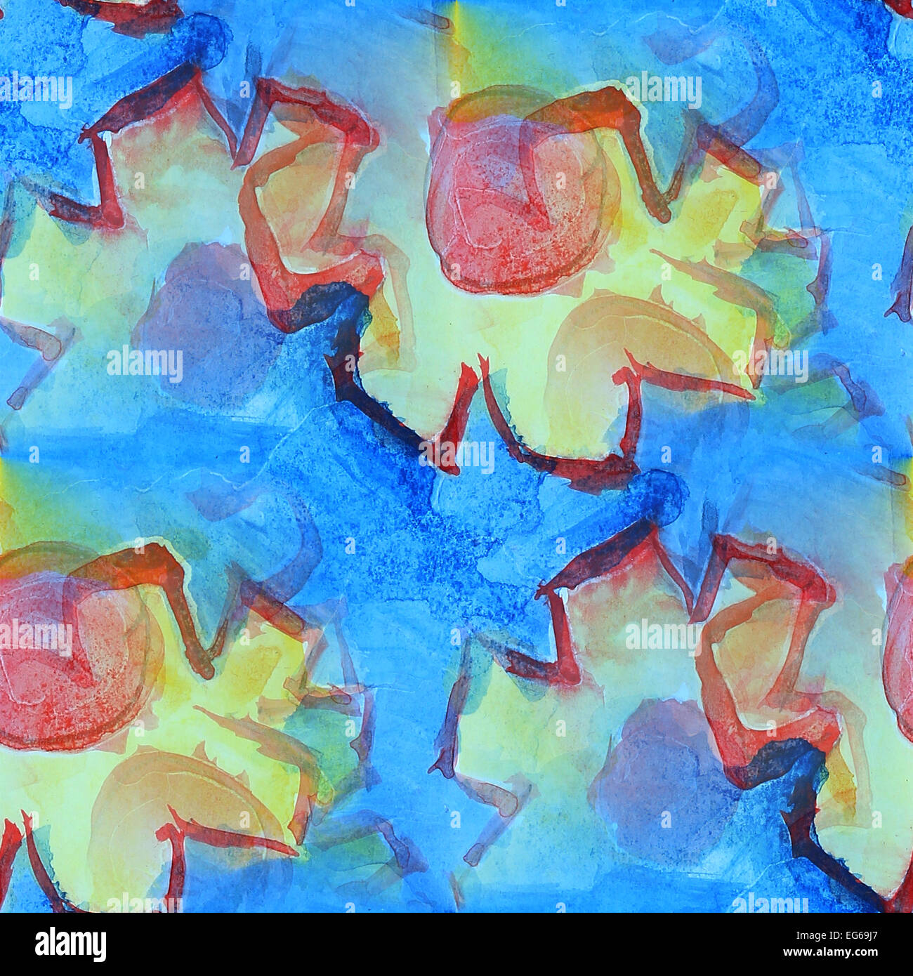Motif coloré de peinture bleu, rouge, jaune texture eau résumé Banque D'Images