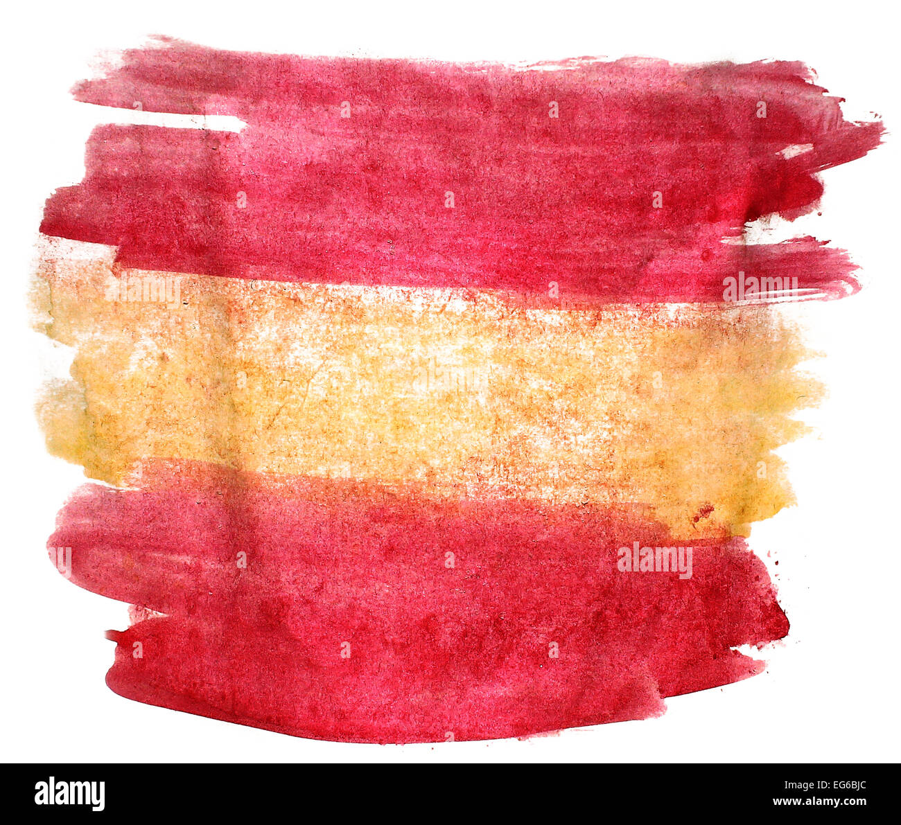 Peinture splash blot jaune, rouge Espagne, un drapeau de couleur aquarelle wate Banque D'Images
