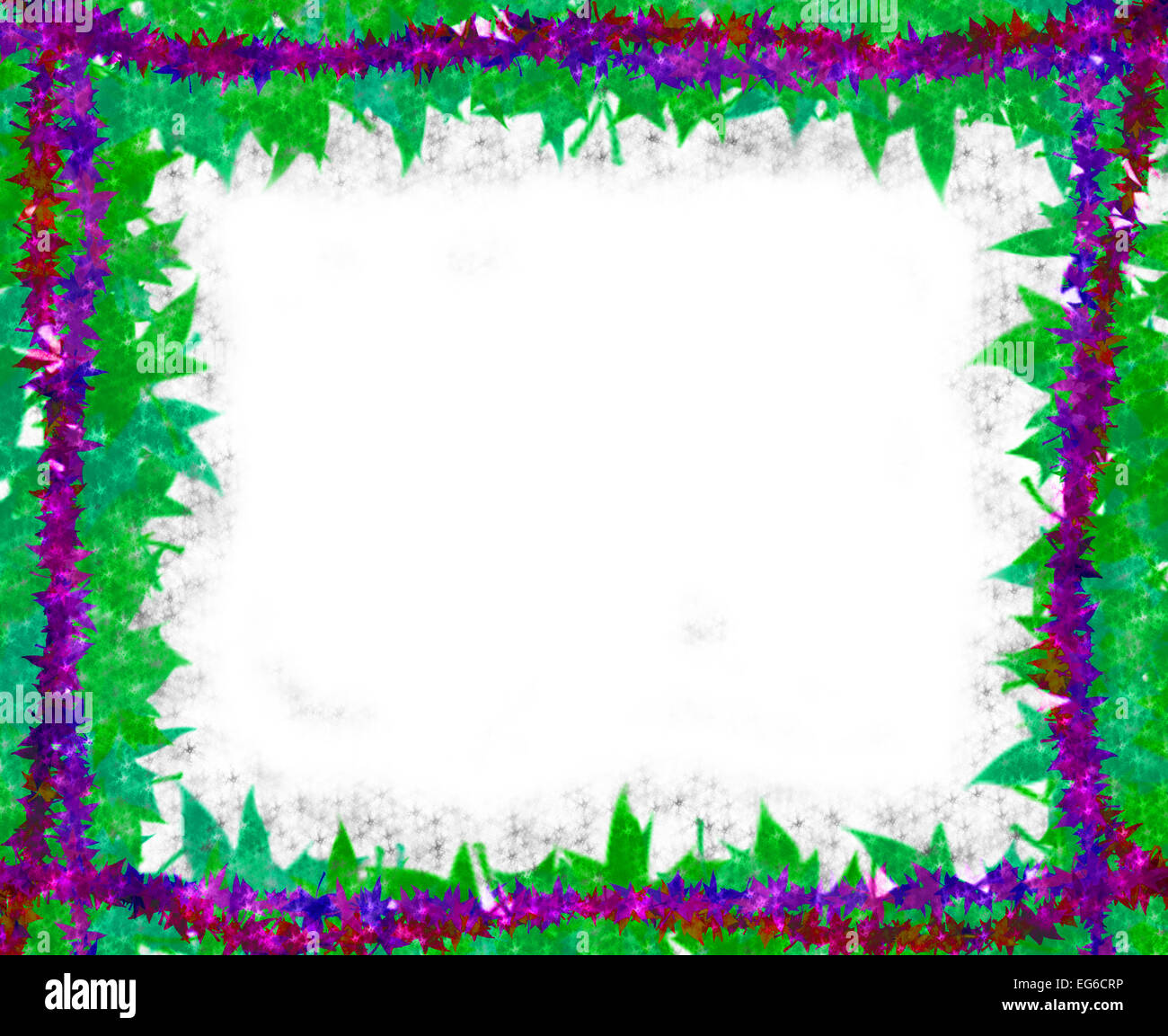 Les feuilles colorées de l'érable [] avec de petites étoiles Border frame sur fond blanc Banque D'Images