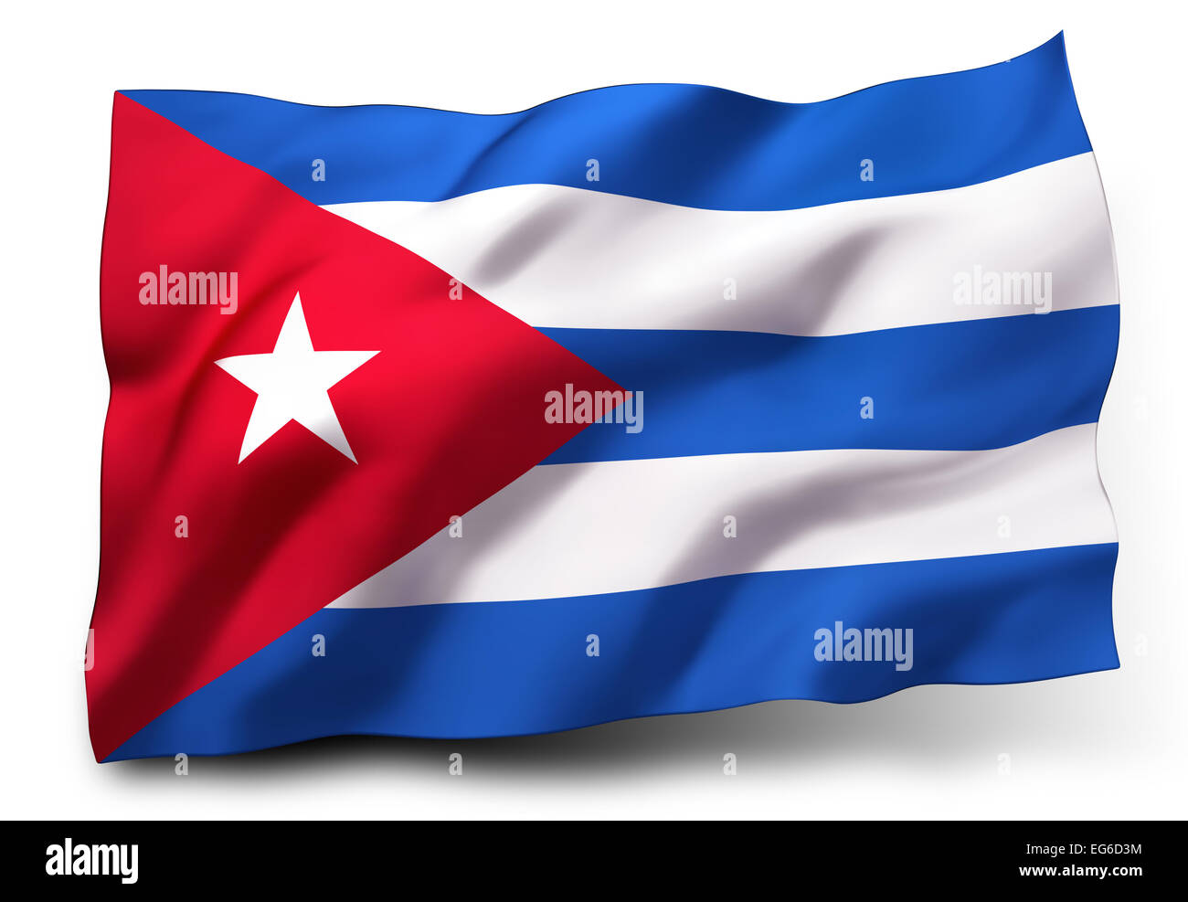 Waving Flag de Cuba isolé sur fond blanc Banque D'Images