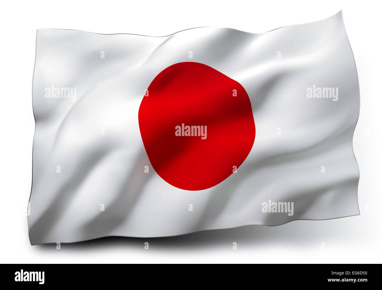 Waving Flag du Japon isolé sur fond blanc Banque D'Images