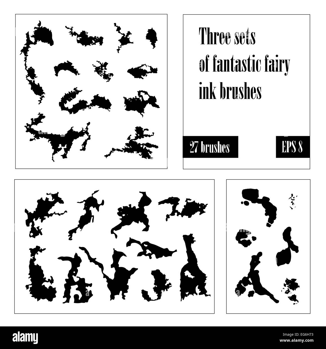 Grunge Vector set de taches de peinture. Des éléments abstraits pour la conception en grunge style. Conte fantastique de formes. Banque D'Images