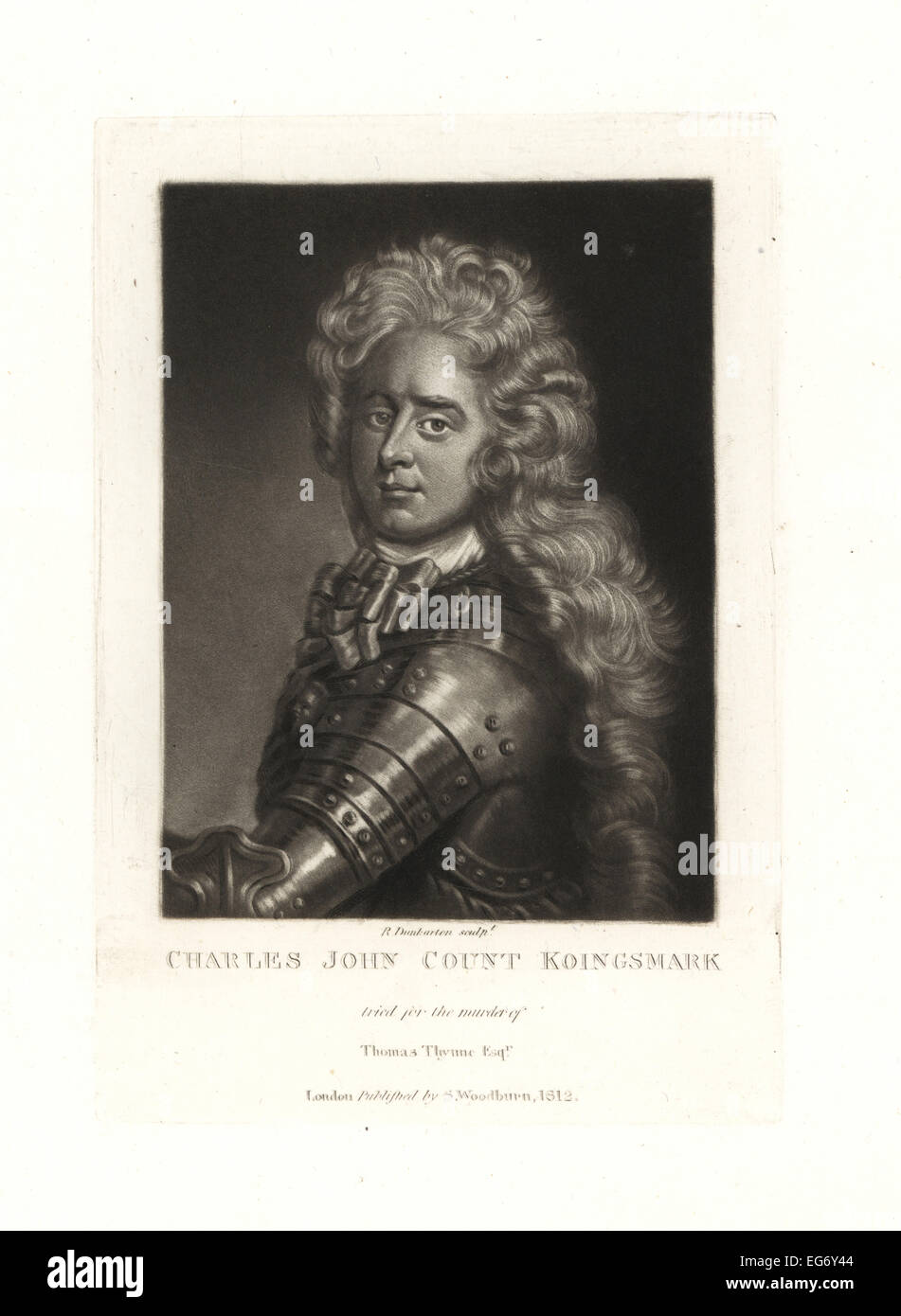 John Charles, Comte Koningsmark, jugé et acquitté d'accessoire pour le meurtre de Thomas Thynne, 1682. Banque D'Images