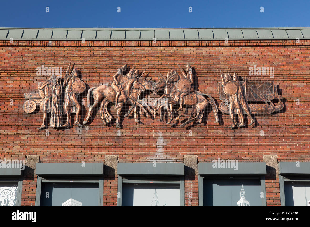 Une œuvre d'art sur le mur d'un bâtiment à Grimsby, North East Lincolnshire, au Royaume-Uni. Février 2015. Banque D'Images