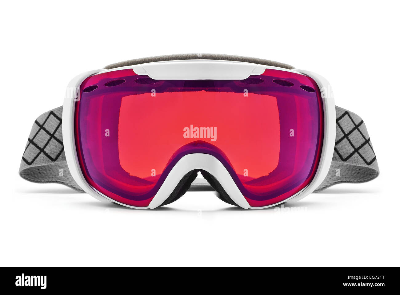 Lunettes de ski d'hiver on white Banque D'Images