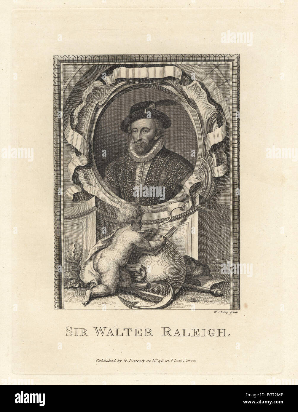Portrait de Sir Walter Raleigh, 1554-1618, aristocrate anglais, poète, écrivain, militaire et politicien, courtisan, spy, et explorer. Banque D'Images
