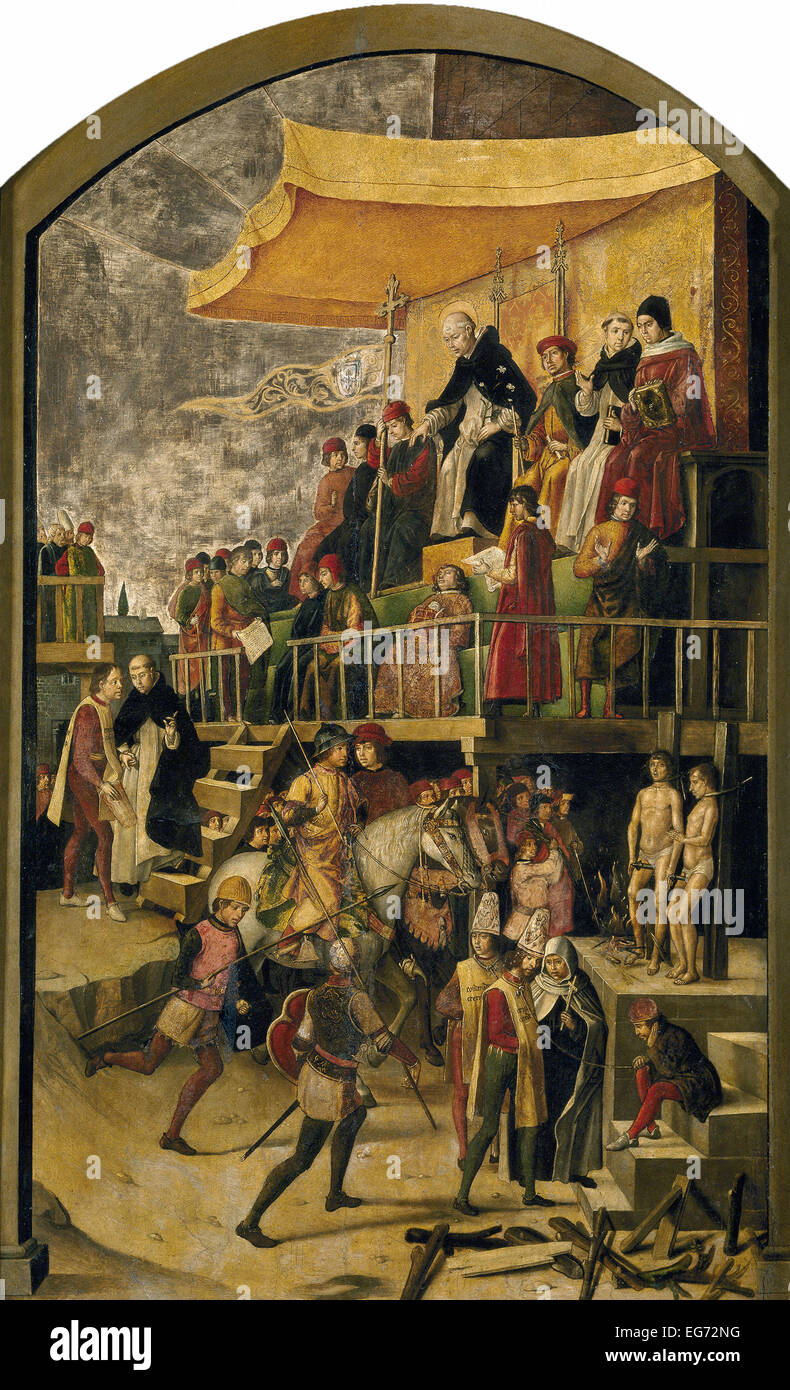 Saint Dominique présidant un autodafé (lit : "acte de foi"), par Pedro Berruguete (vers 1495) Banque D'Images