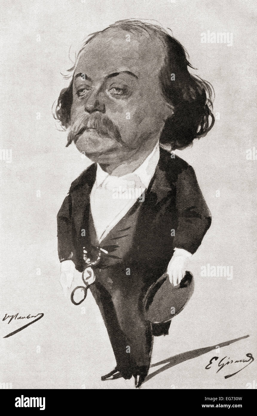 Gustave Flaubert, 1821 - 1880. L'écrivain français. Après une aquarelle d'Eugène Giraud. Banque D'Images