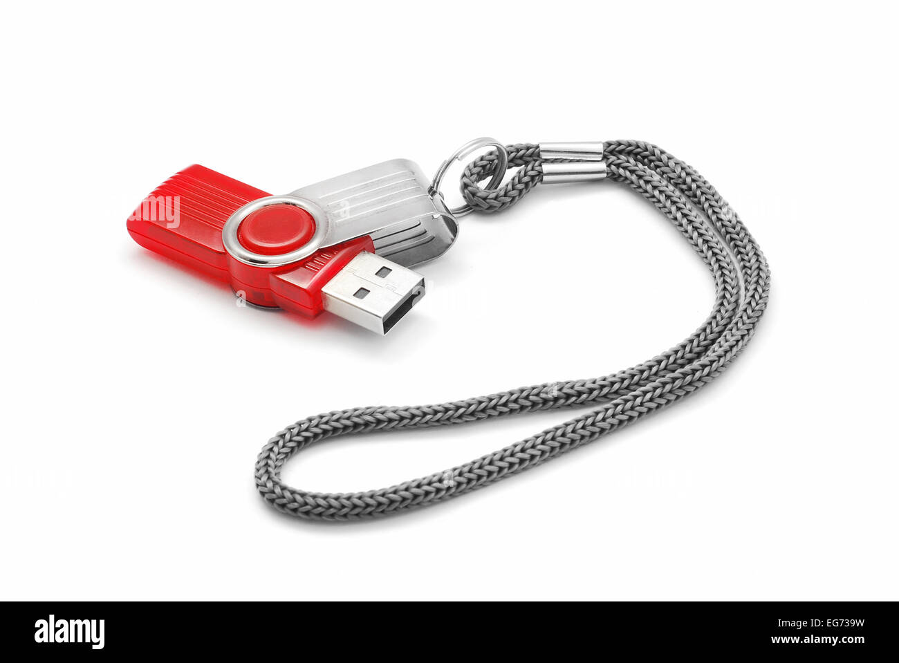 Lecteur flash USB stick on white Banque D'Images
