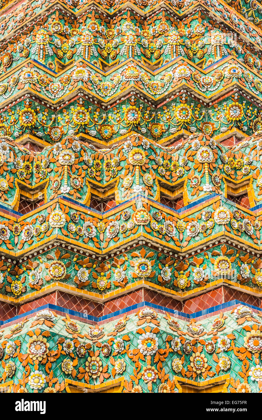 Chedi détail temple Wat Pho Bangkok Thaïlande Banque D'Images
