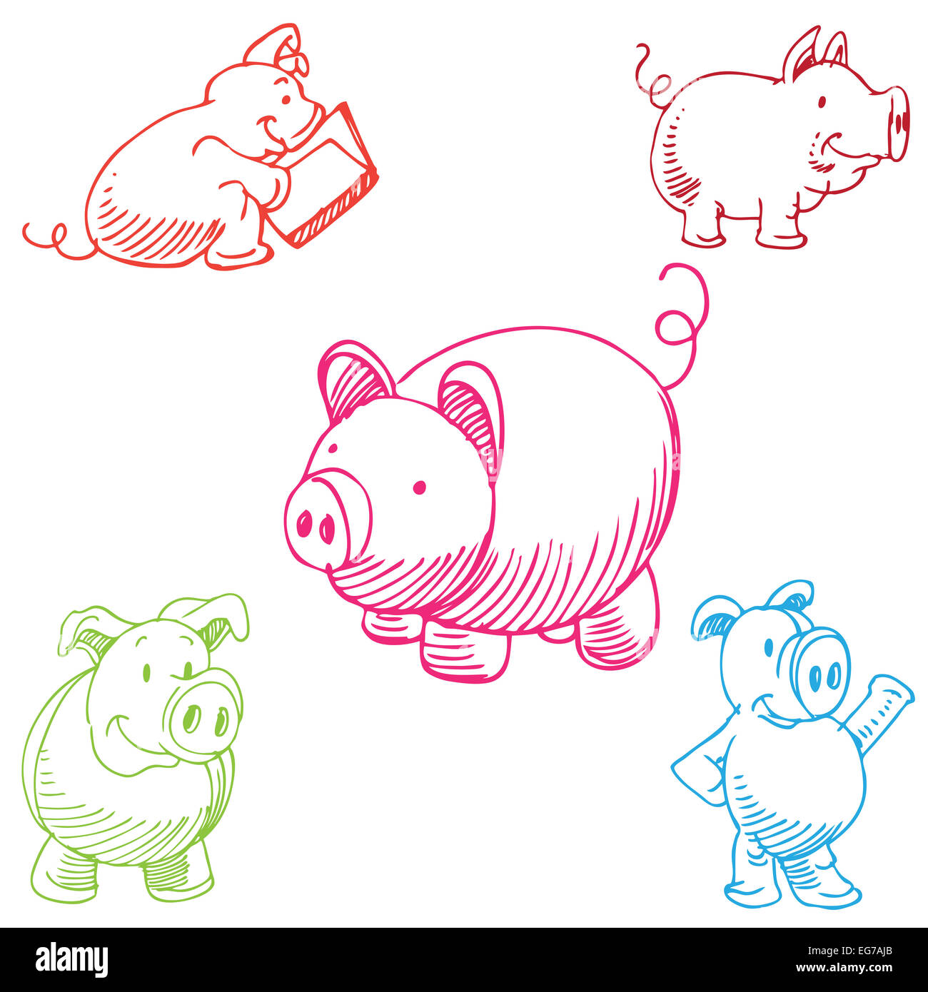 L'image d'un cartoon pig set. Banque D'Images L'image d'un cartoon pig set. Banque D'Images