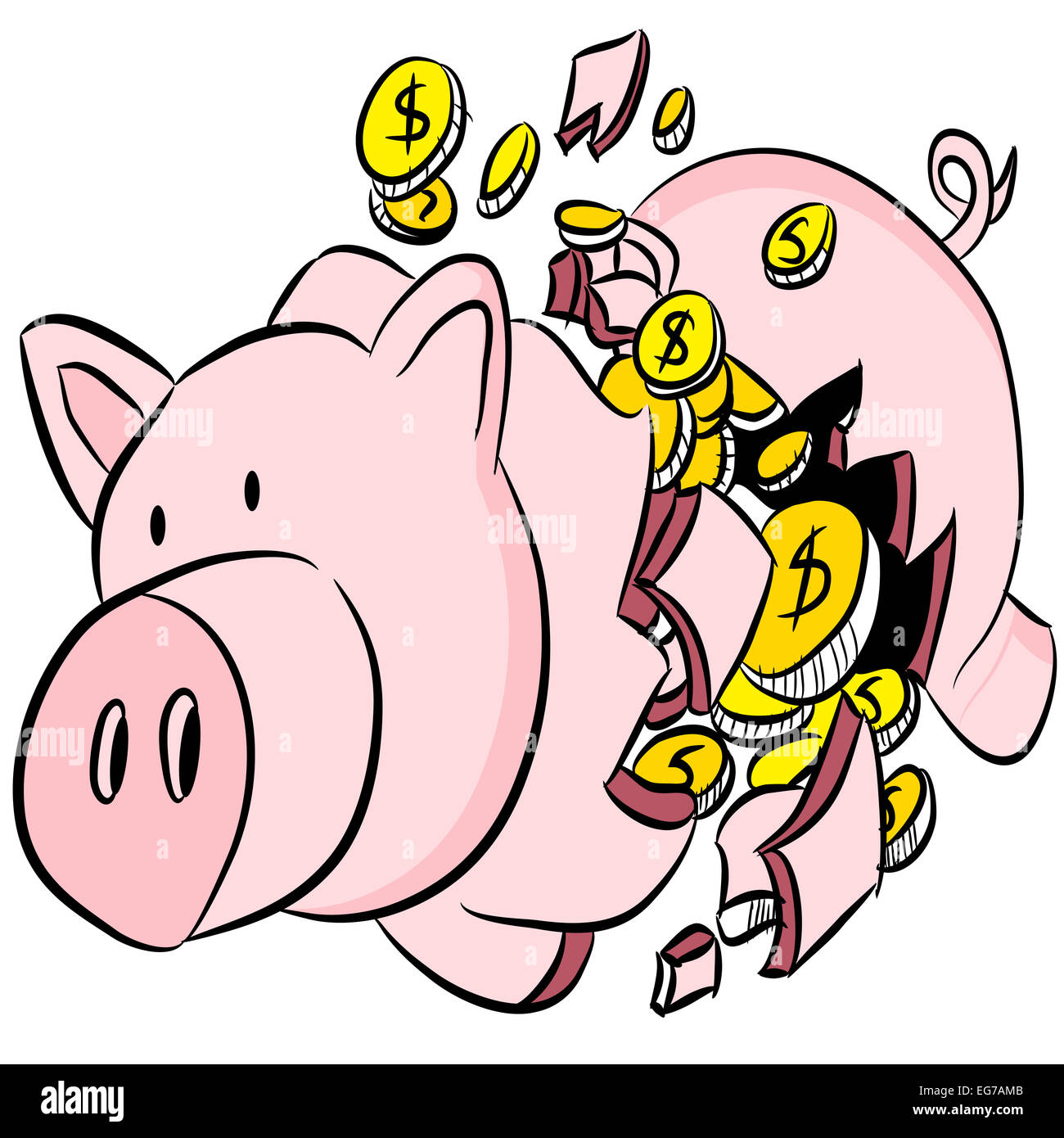 L'image d'une tirelire cassée. Banque D'Images L'image d'une tirelire cassée. Banque D'Images