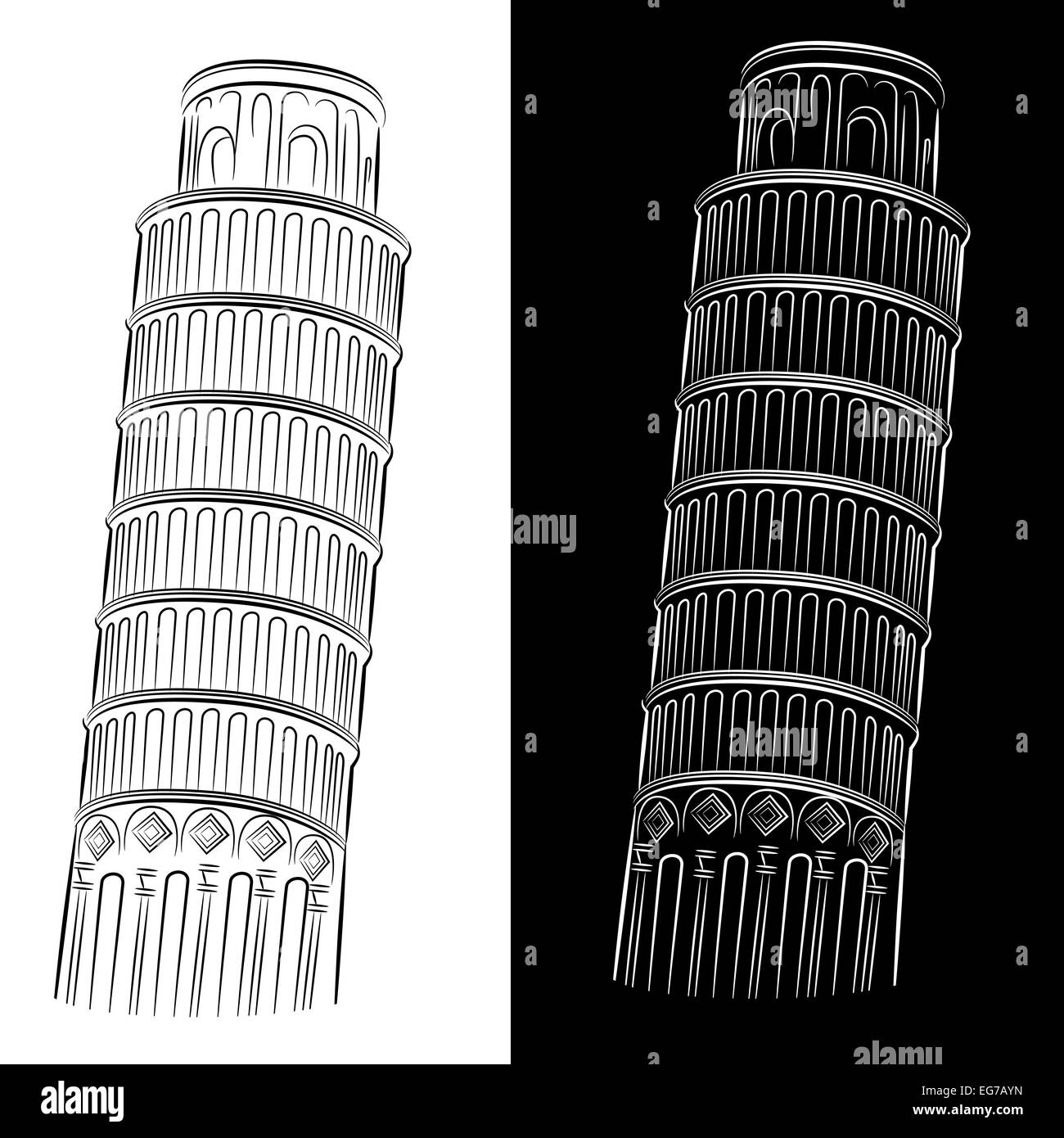 L'image d'une tour de Pise dimensions ensemble. Banque D'Images