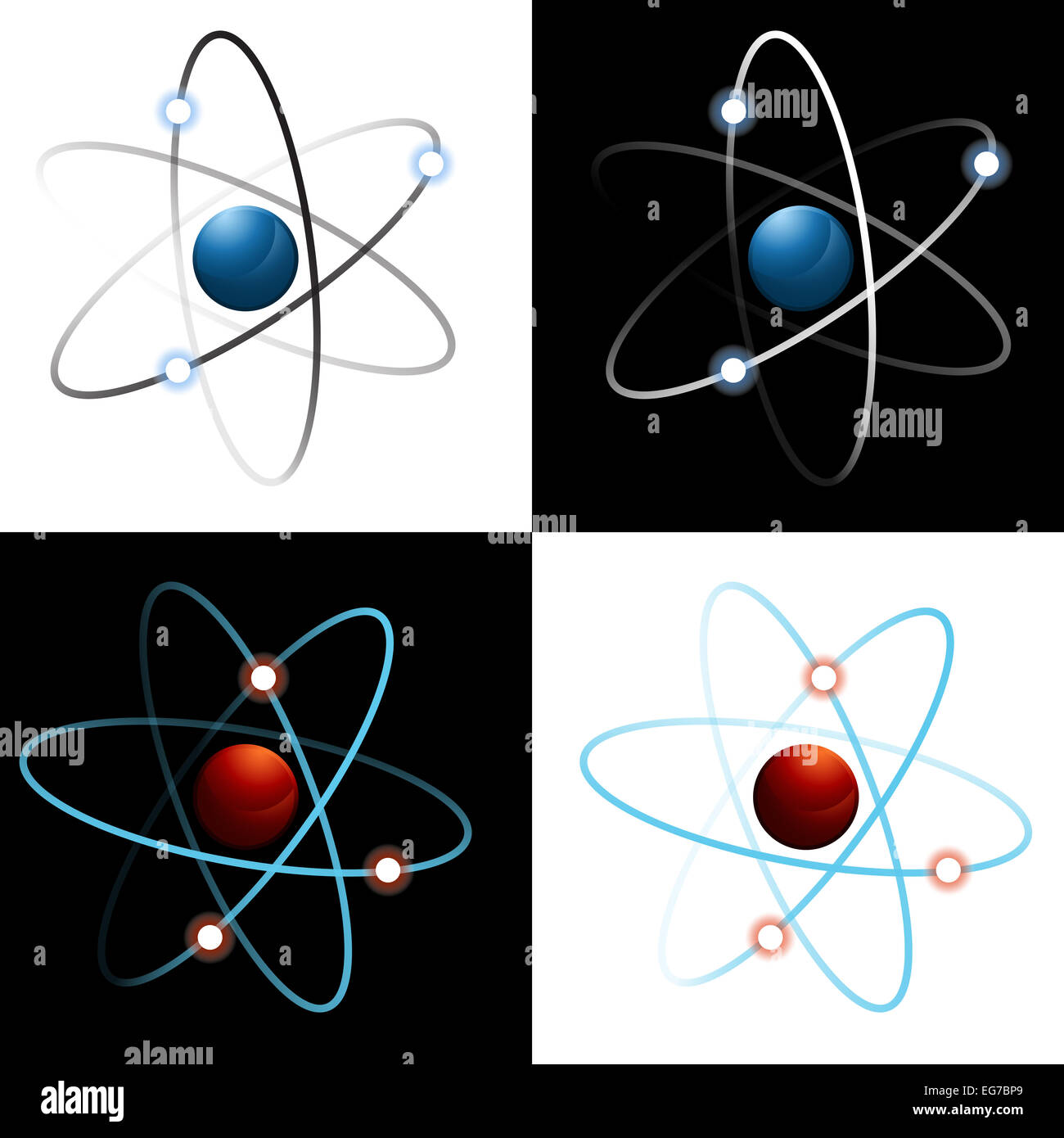 Une image d'un ensemble d'icônes de l'atome. Banque D'Images