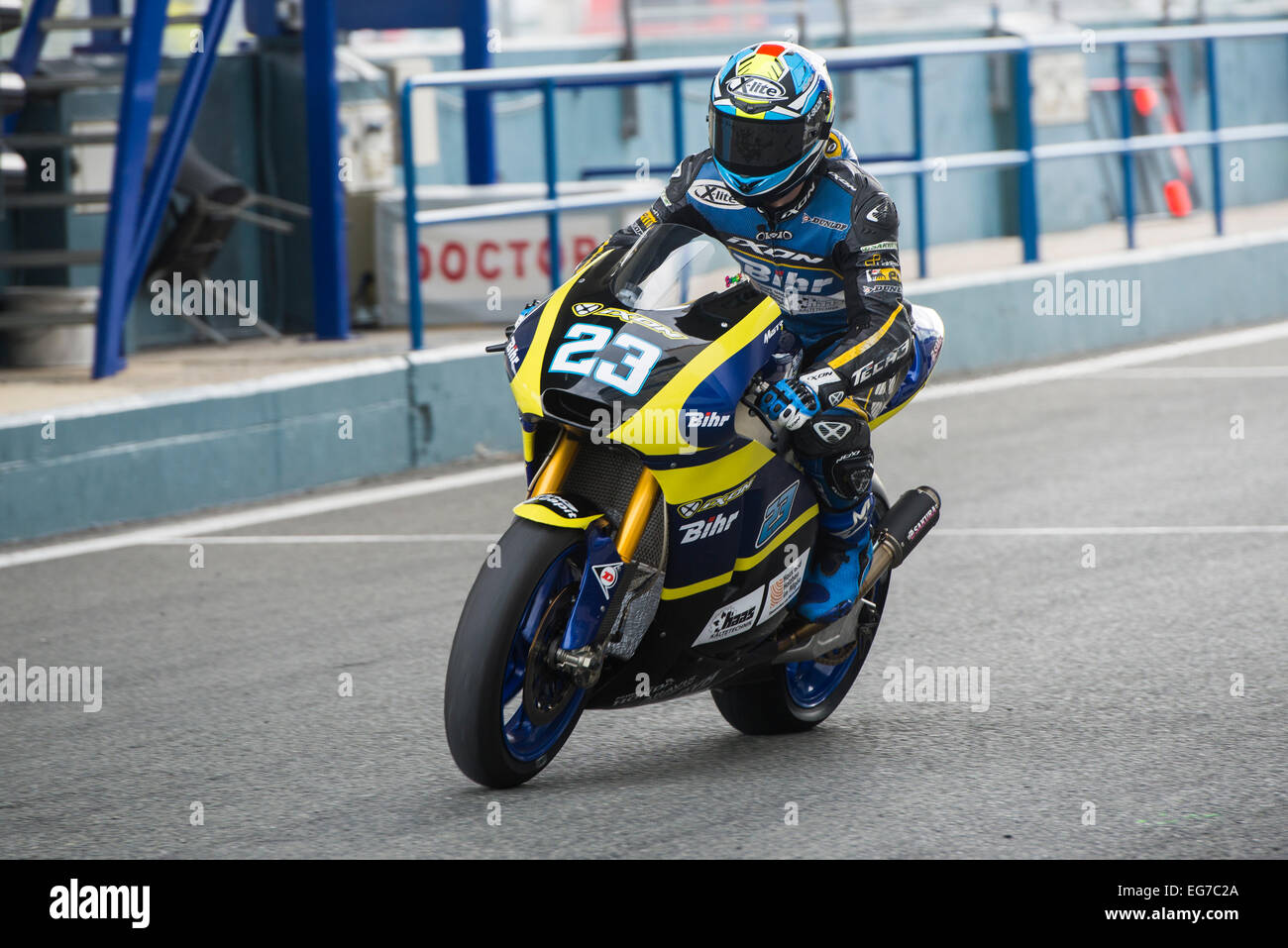 Jerez de la Frontera, Espagne, 18 février , 2015 : MARCEL SCHROTTER rider Moto2 du team TECH 3 lors de l'essai à Jerez. Credit : Kiko Jimenez/Alamy Live News Banque D'Images