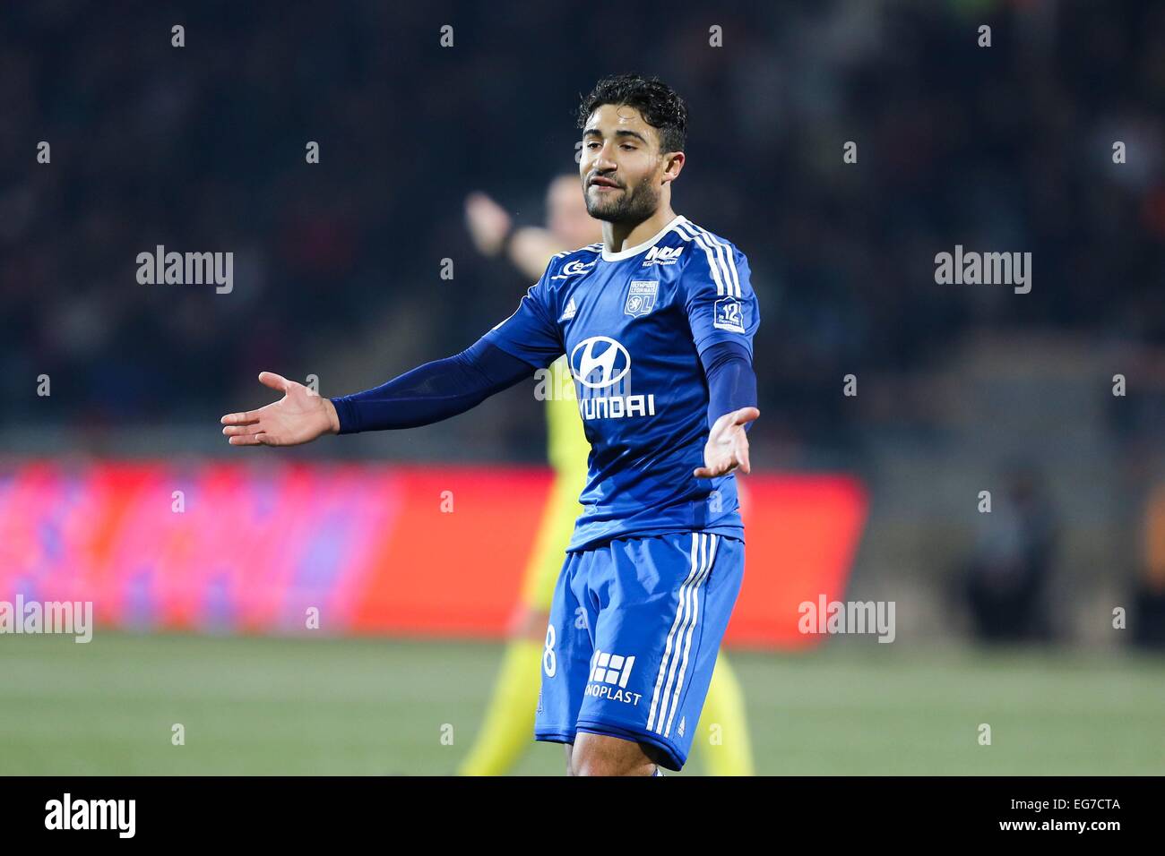 Nabil FEKIR - 15.02.2015 - Lorient / Lyon - 25ème journée de Ligue 1 -.Photo : Vincent Michel / Icon Sport Banque D'Images