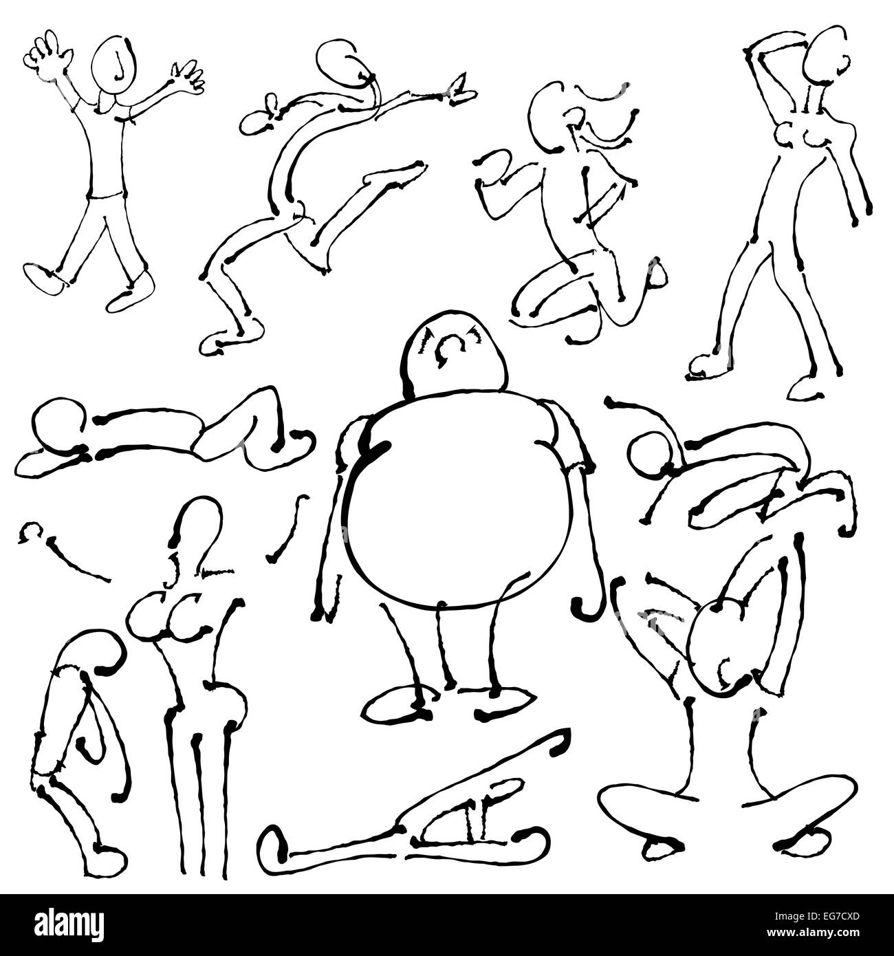 Une image d'un jeu de dessins de personnes. Banque D'Images