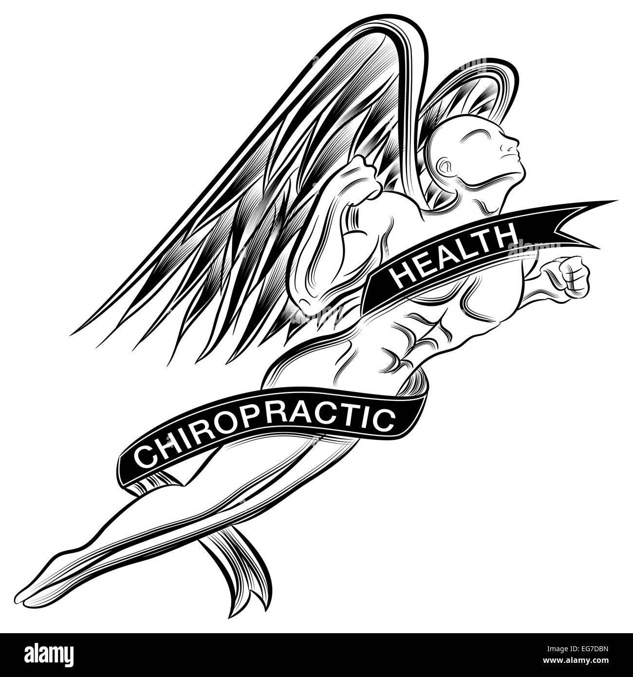 Une image d'un style super-héros angel chiropratique. Banque D'Images