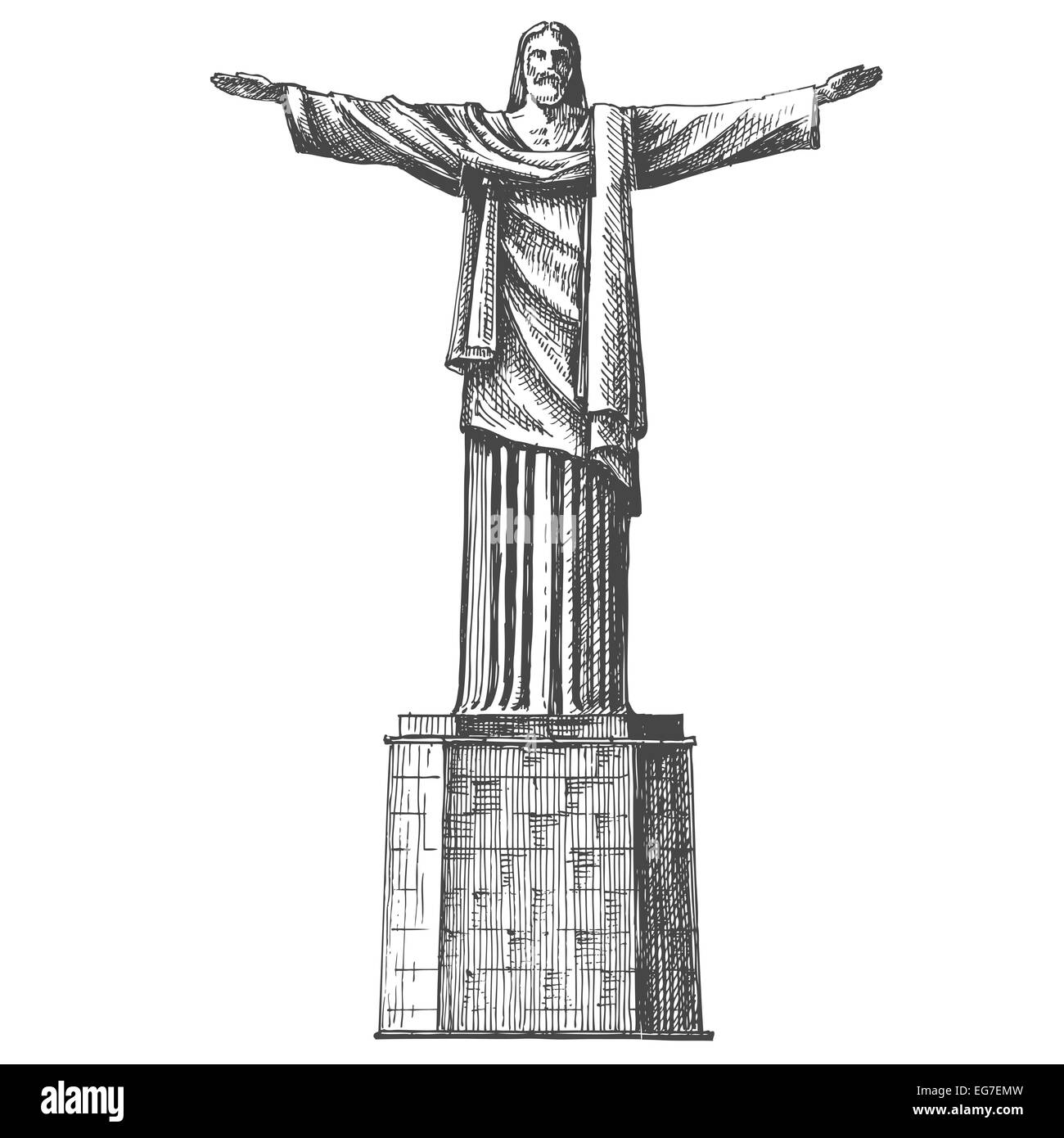 Croquis. Monument situé sur un fond blanc. vector illustration Banque D'Images