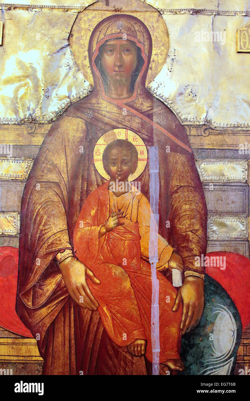 Icône de la Sainte Vierge (17ème siècle), Suzdal, région de Vladimir, Russie Banque D'Images