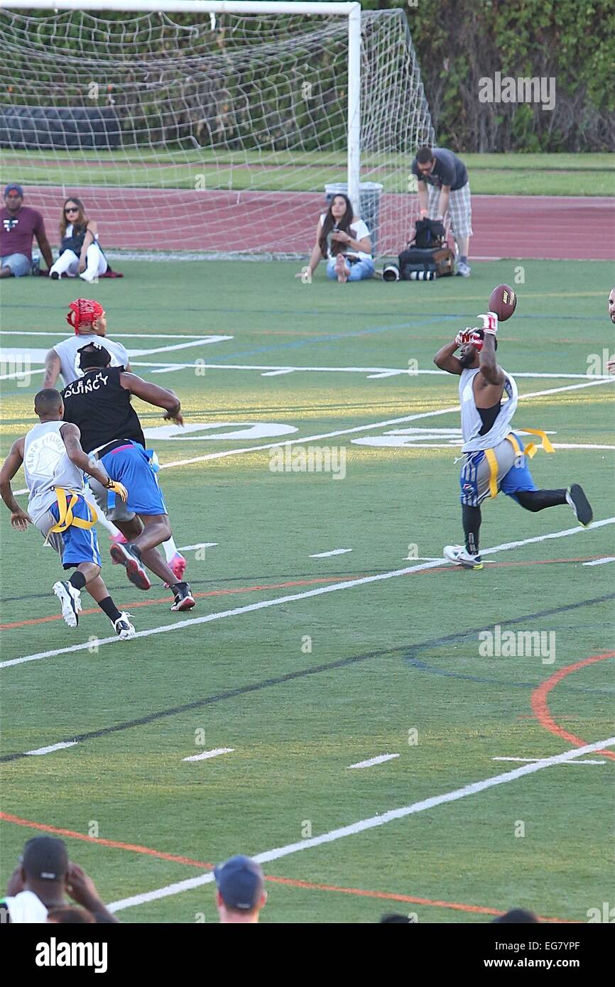 Chris Brown la charité Flag Football Match au stade Jack Kemp à l'Occidental College de Los Angeles met en valeur le Christ Brown , Omarion , le jeu, Bow Wow , Terrel Owens , COMPREND : Omarion,Chris Brown Où : Los Angeles, California, United States Quand : 17 A Banque D'Images