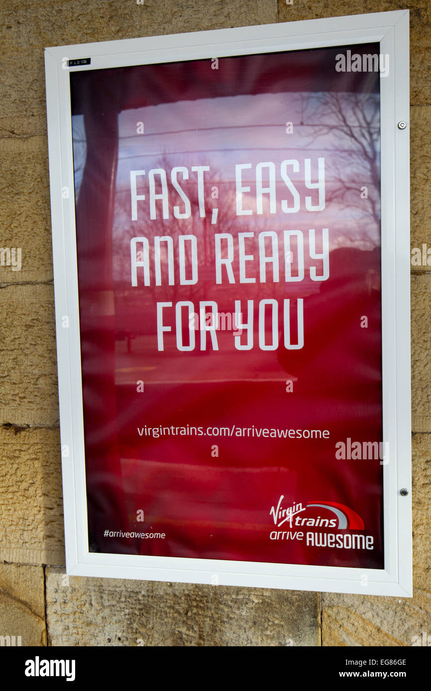 Facile rapide et prêt pour vous Virgin Trains arriver awesome # arriveawesome Banque D'Images