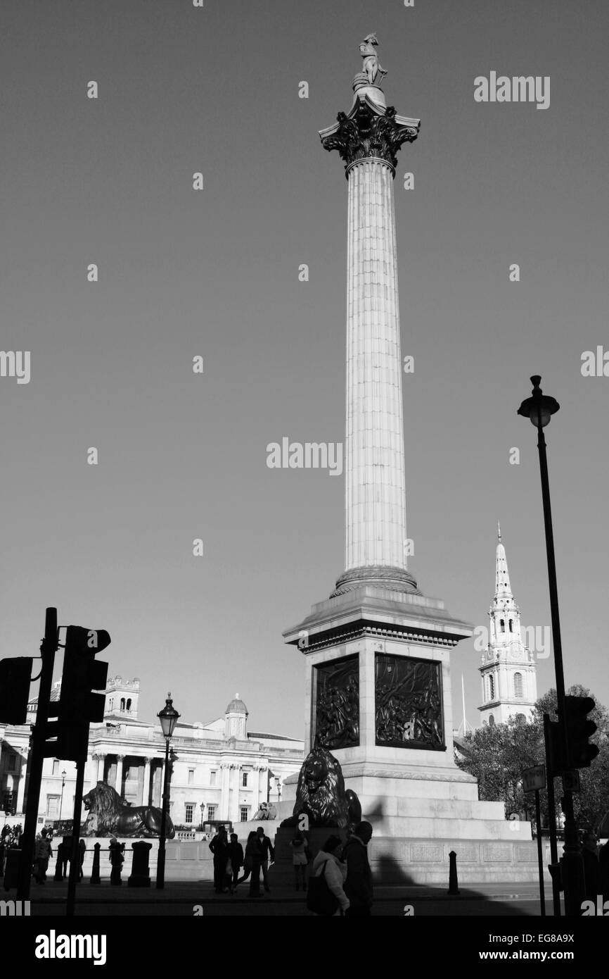 Vue de Trafalgar Square, Londres, Angleterre. Banque D'Images