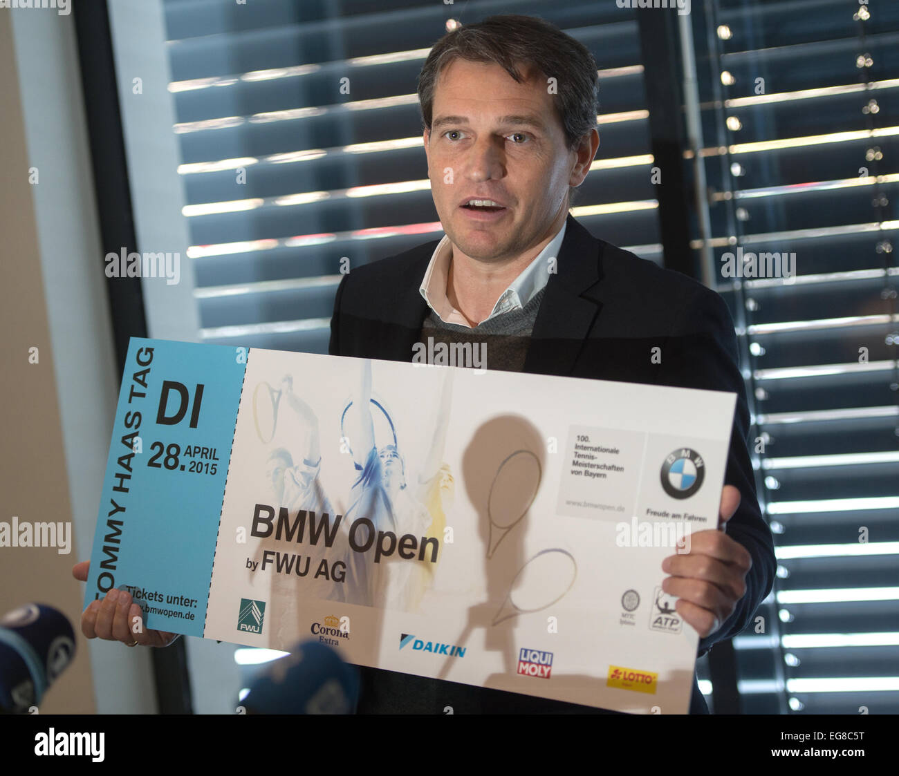 Munich, Allemagne. Feb 19, 2015. Michael Mronz, organisateur de l'Open BMW par UTF AG, lors d'une conférence de presse à Munich, Allemagne, 19 février 2015. Photo : Peter Kneffel/dpa/Alamy Live News Banque D'Images