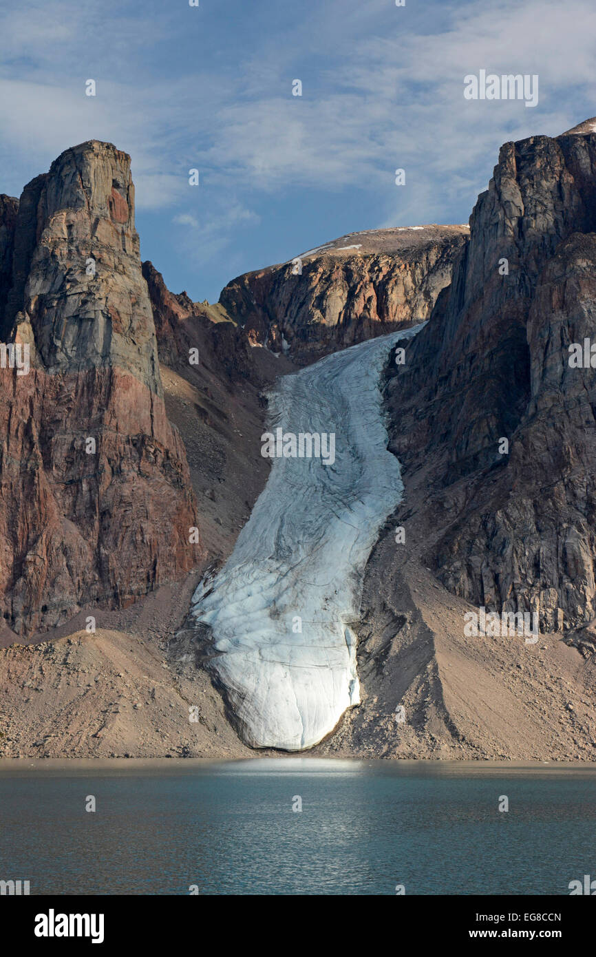 L'île de Baffin, Nunavut, Canada, des glaciers qui se jettent dans la mer, Août Banque D'Images