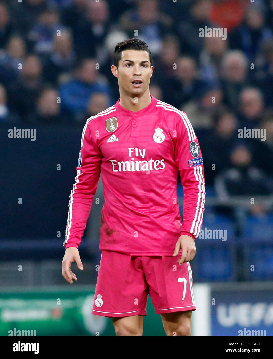 Cristiano Ronaldo (Real Madrid) au cours de la Ligue des Champions entre le FC Schalke 04 et le Real Madrid, Veltins Arena à Gelsenkirchen le 18 février., 2015. Banque D'Images