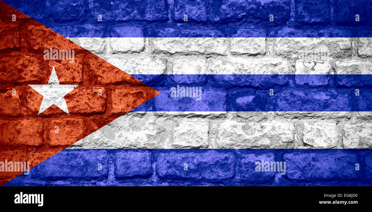 Drapeau de Cuba ou de texture de la brique sur la bannière Cubaine Banque D'Images