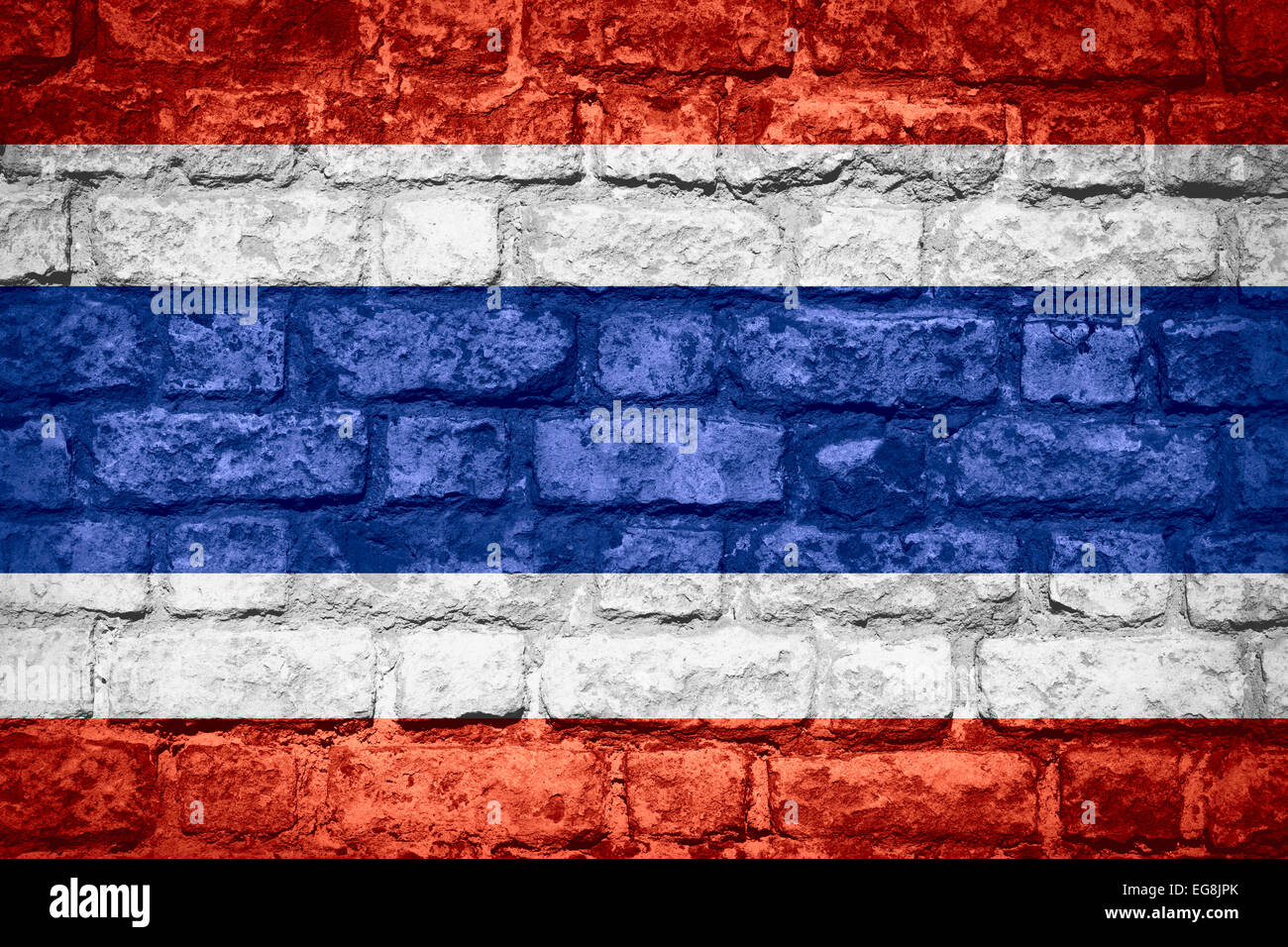 Pavillon de la Thaïlande Thai ou bannière sur fond brique Banque D'Images