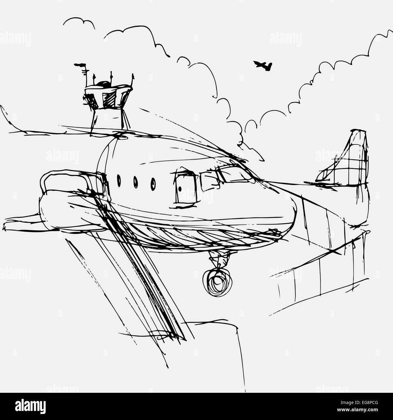 L'image d'un dessin de l'aéroport. Banque D'Images