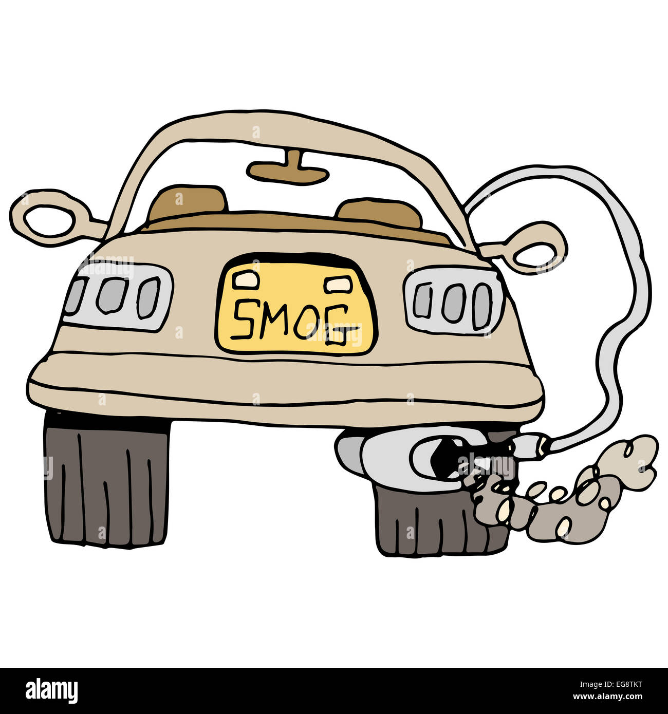 Une image d'une voiture, obtenir un contrôle du smog. Banque D'Images