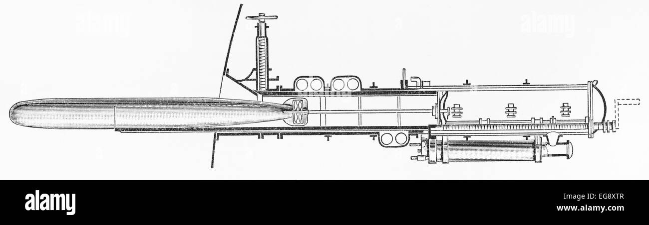Sous-marine Vintage torpedo fusil prêt à faire feu, au début du 20e siècle Banque D'Images