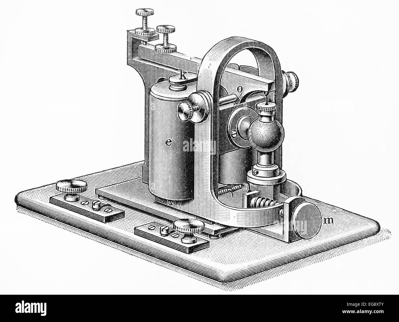 Vintage 19e siècle dessin d'une machine de télégraphe du hérisson Banque D'Images