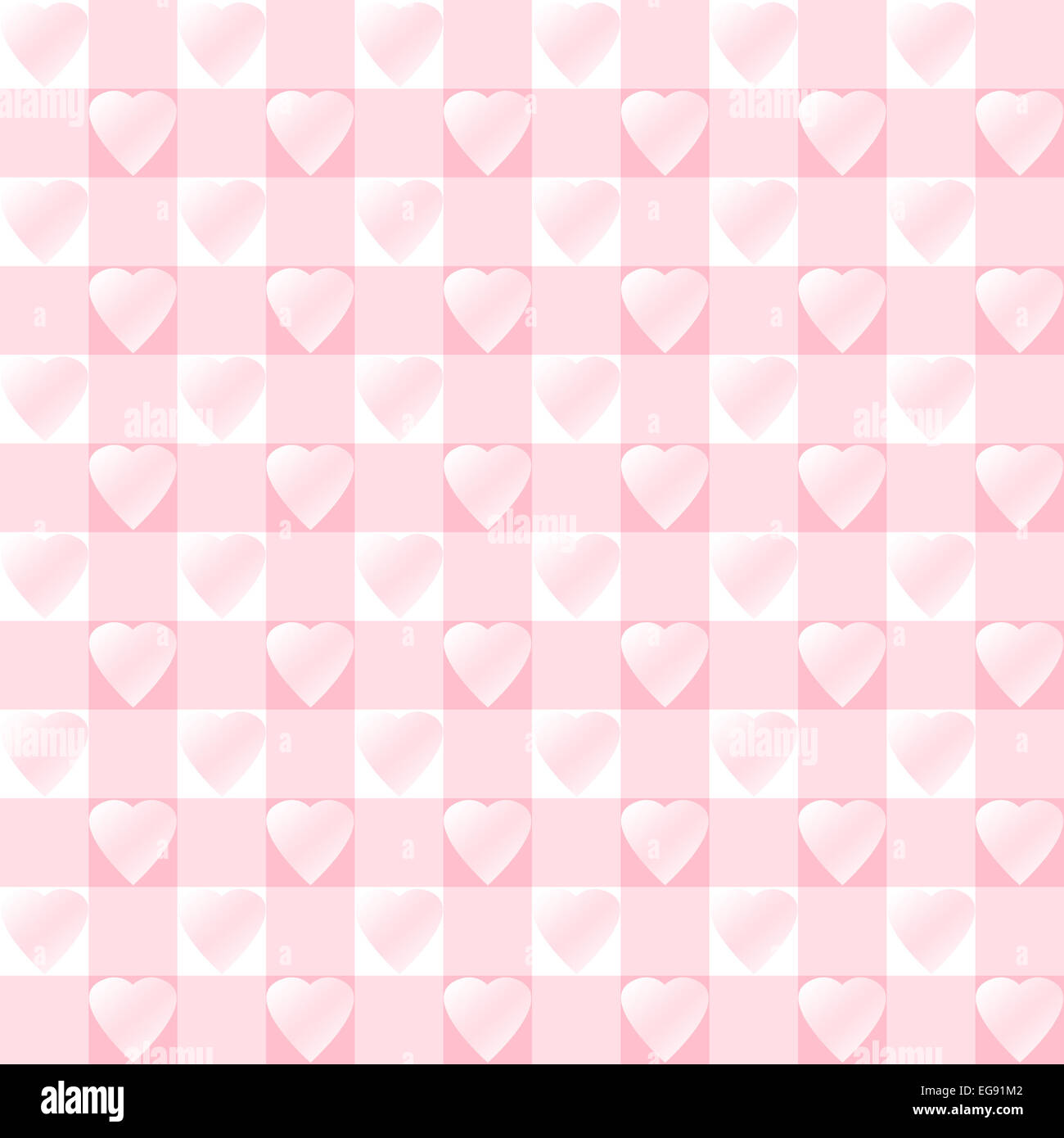 Motif à carreaux avec des cœurs en uniforme rose et blanc - une Saint-valentin contexte Banque D'Images