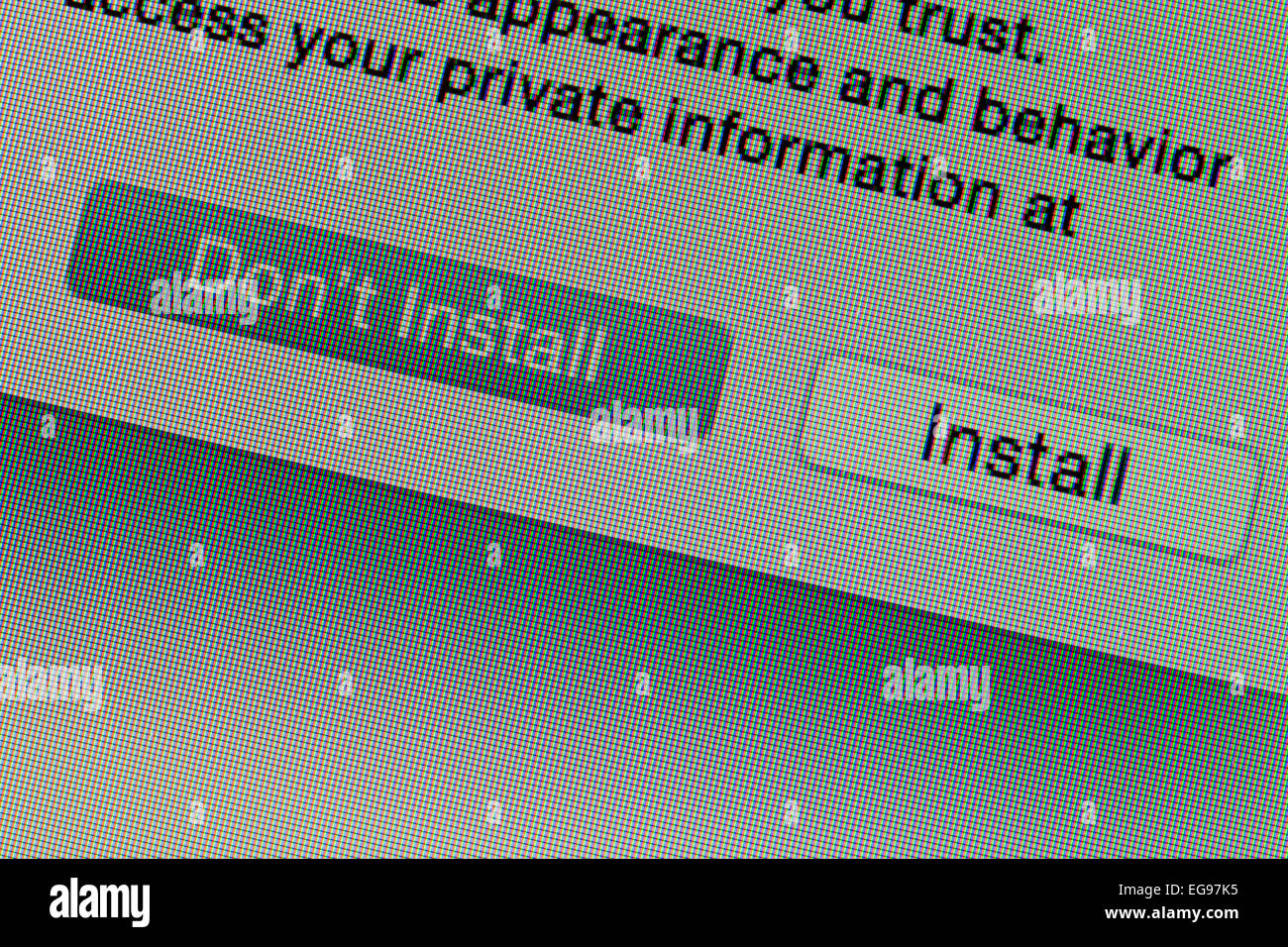 Ne pas installer / Install le choix d'un programme lors de l'installation d'applications sur ordinateur Mac Banque D'Images