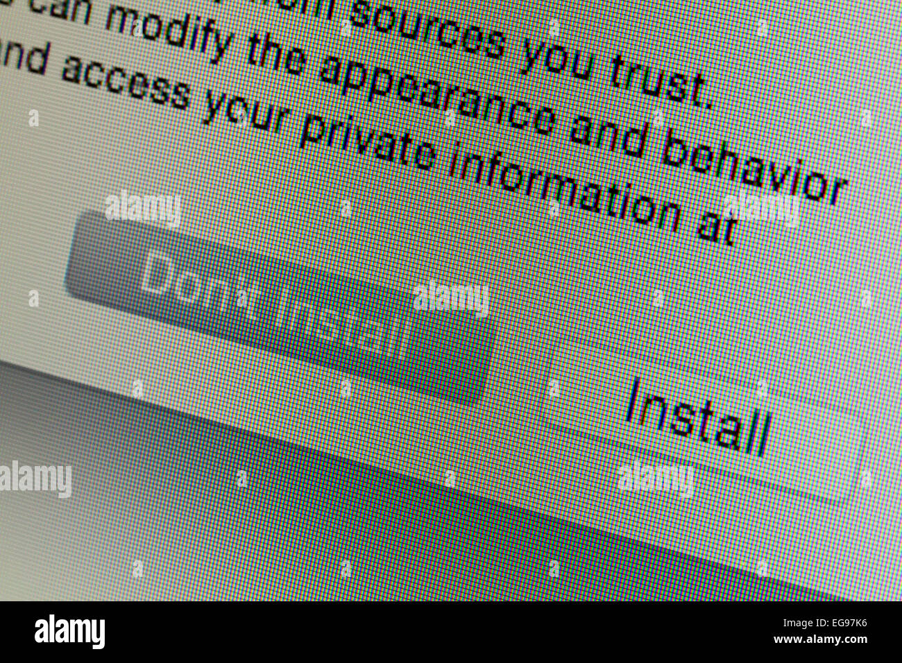 Ne pas installer / Install le choix d'un programme lors de l'installation d'applications sur ordinateur Mac Banque D'Images
