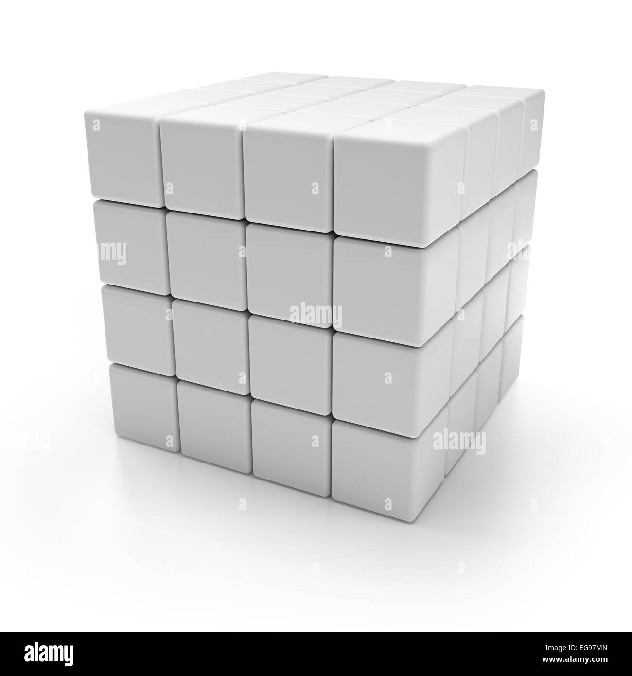 Cubes 3d en blanc, fond blanc Banque D'Images
