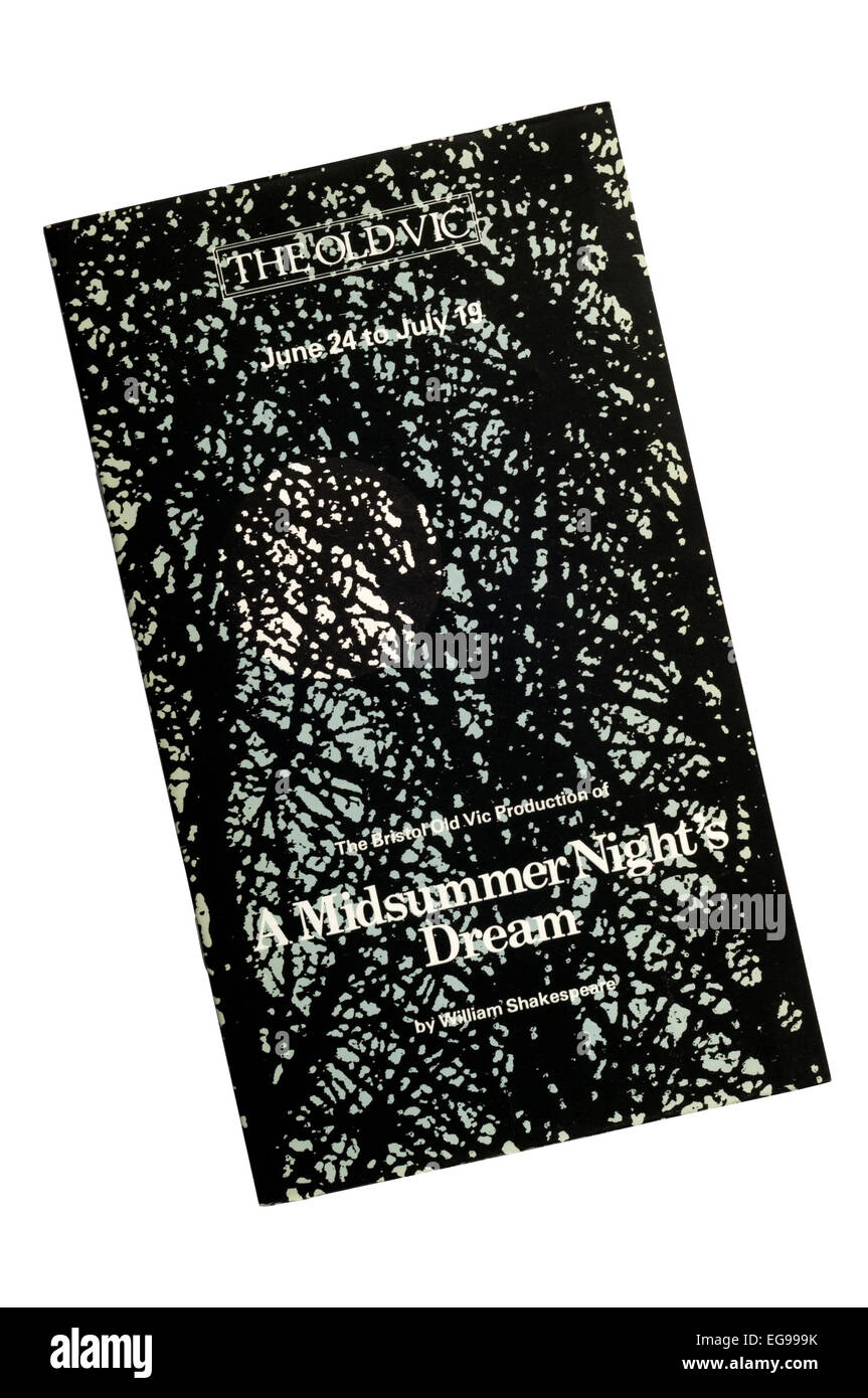 Pour le programme 1980 Bristol Old Vic production de A Midsummer Night's Dream de William Shakespeare à l'Old Vic. Banque D'Images