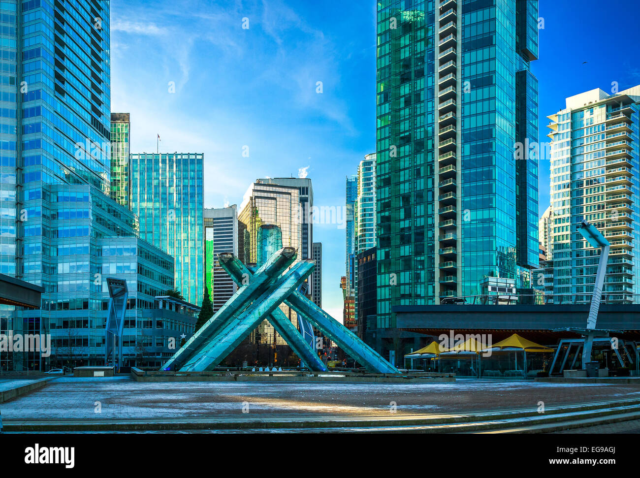 Vasque olympique lors de Jack Poole Plaza à Vancouver. Banque D'Images