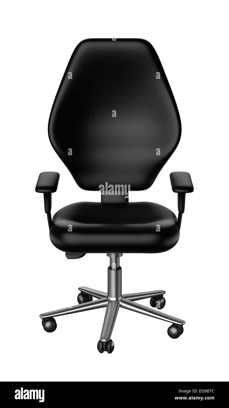 Chaise de bureau noir fond blanc isolé Banque D'Images