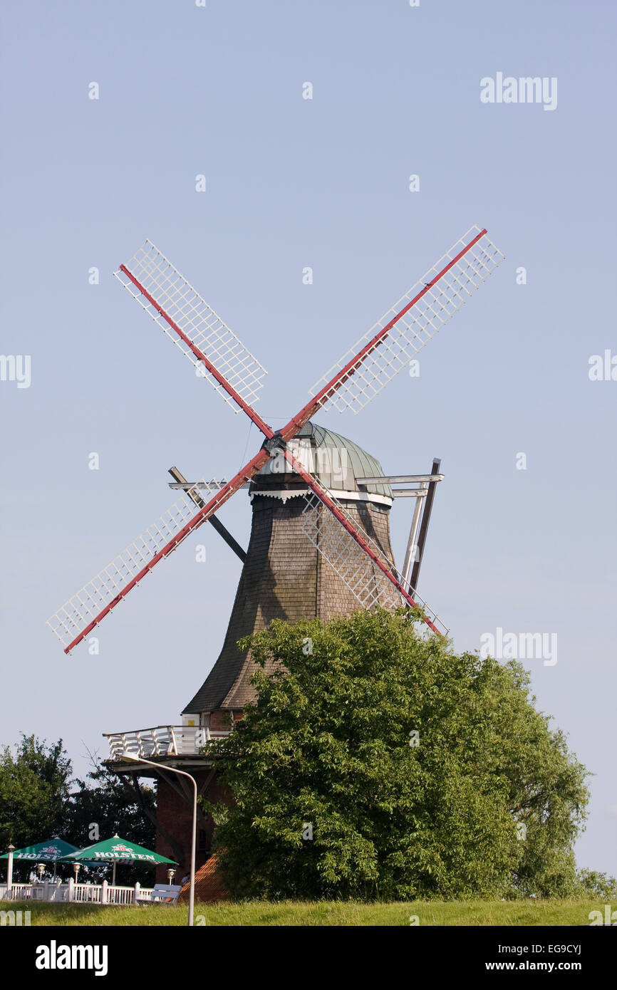 Moulin de Borstel, Aurora, Altes Land Basse-Saxe, Allemagne du Nord, l'Allemagne, de l'Europe Banque D'Images