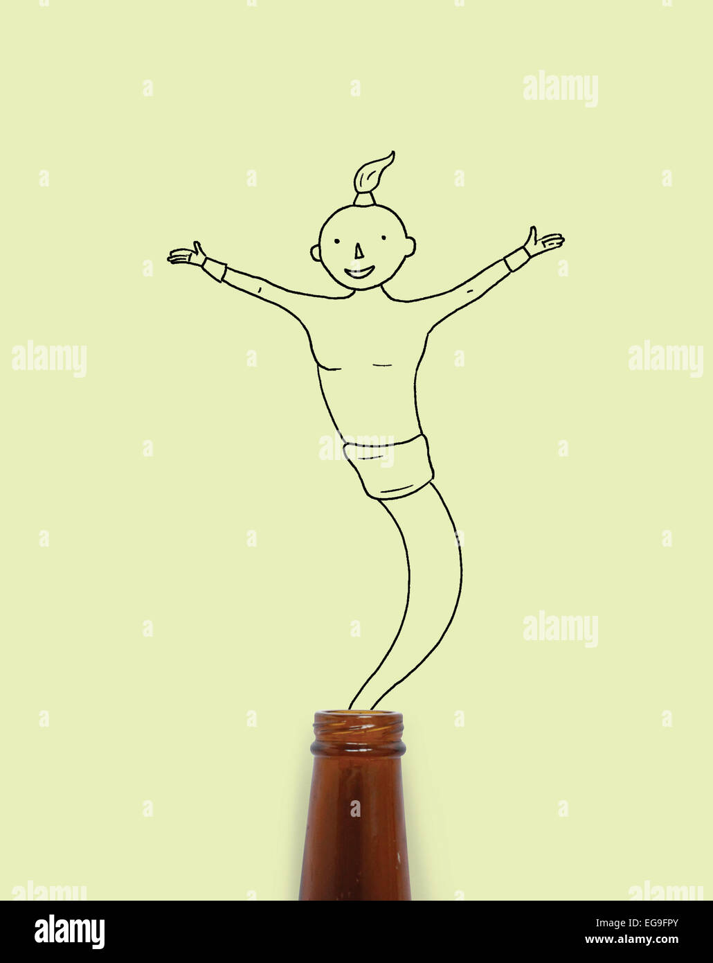 Génie conceptuel qui sortent de la bouteille Banque D'Images