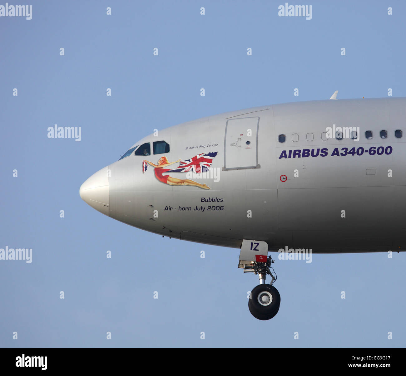 Les dessins de nez, Virgin Airbus A340-600 G-VFIZ 'Bubbles' Banque D'Images