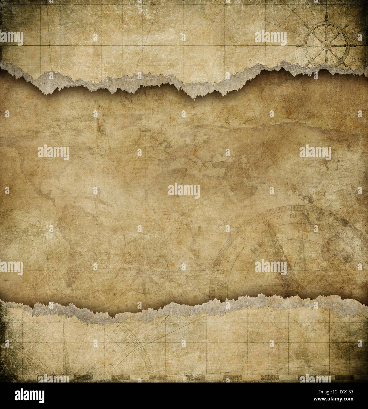 Vieux papier déchiré vintage map background Banque D'Images