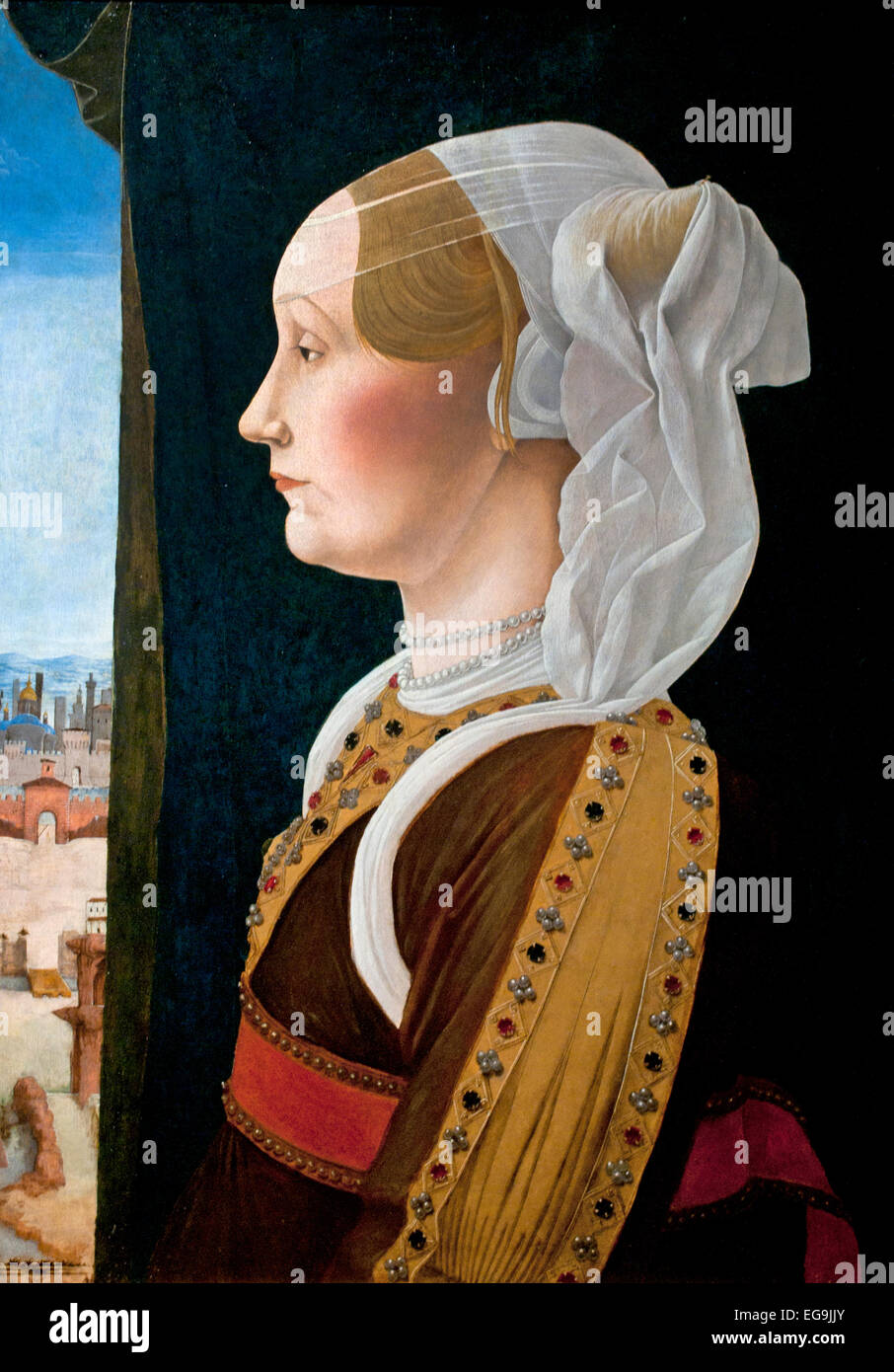 Giovanni II Bentivoglio et son épouse Ginevera Roberti, 1480 par Ercole de' Roberti. ( Roberti Bentivoglio 1443 - 1508 noble italien qui a gouverné comme tyran de Bologne à partir de 1463 jusqu'à 1506 ) Italie Moyen-Âge Médiéval Banque D'Images